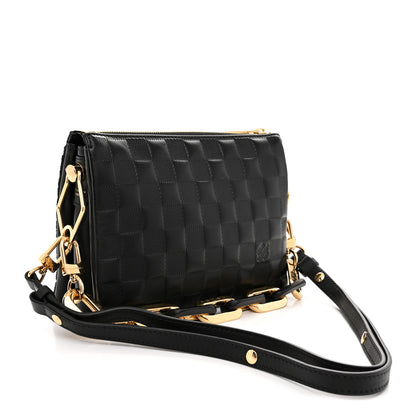 Louis Vuitton Satin Sequin Embroidered Damier Coussin BB Black 3 of 10