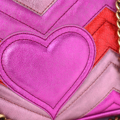 Gucci Metallic Calfskin Matelasse Mini GG Marmont Shoulder Bag Fuchsia 12 of 13