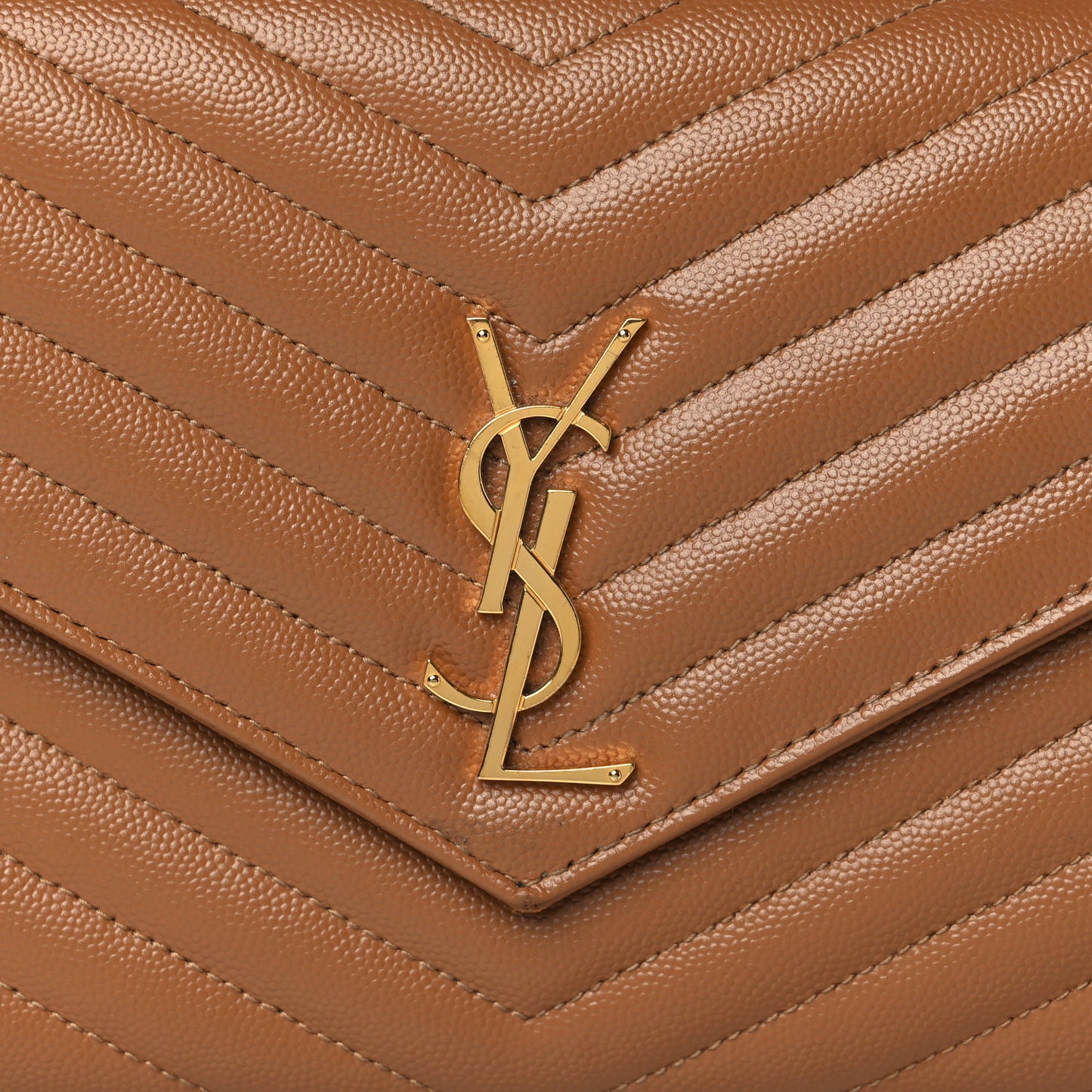 Grain De Poudre Matelasse Chevron Monogram Cassandre Flap Pouch Natural Dark