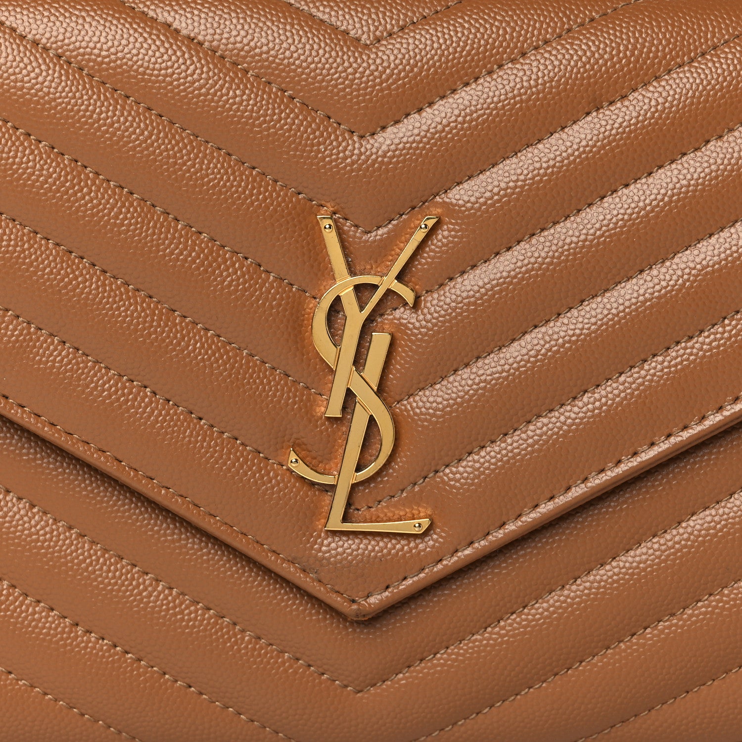 Saint Laurent Grain De Poudre Matelasse Chevron Monogram Cassandre Flap Pouch Natural Dark 8 of 11