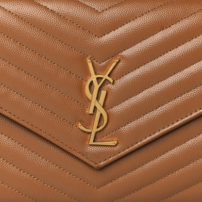 Saint Laurent Grain De Poudre Matelasse Chevron Monogram Cassandre Flap Pouch Natural Dark 8 of 11