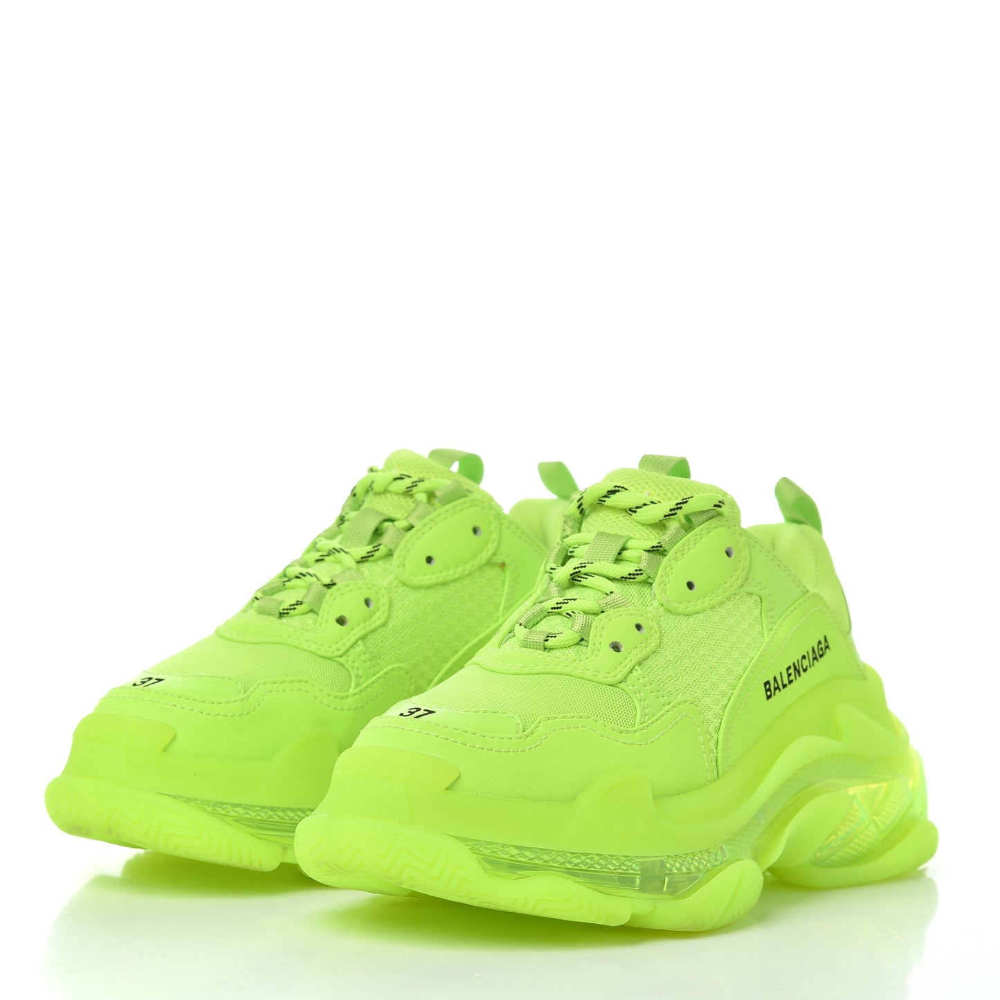 Fabric Mesh Clear Sole Womens Triple S Sneakers 37 Fluo Yellow