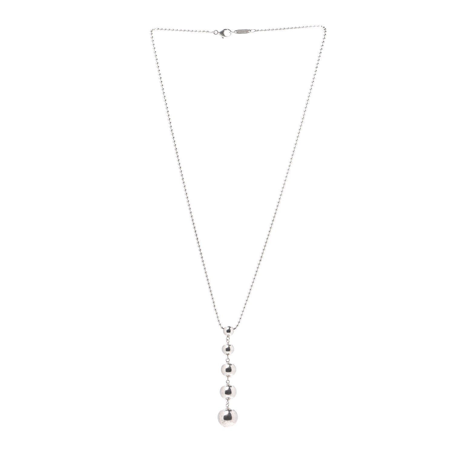 Tiffany Sterling Silver Graduated Ball Drop Necklace 3 of 5