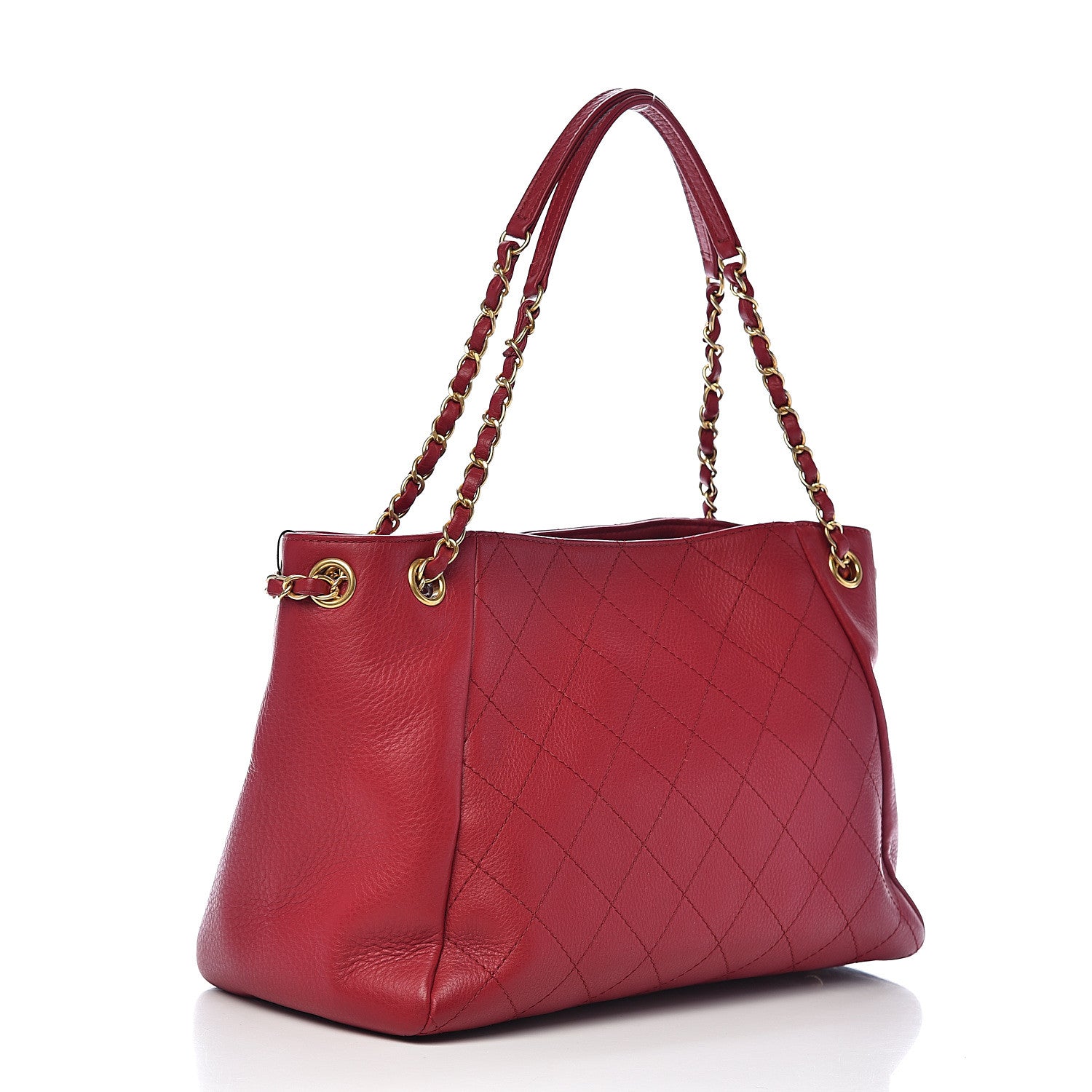 Chanel Grained Calfskin Stitched Supple Rock Shopping Tote Burgundy 2 of 12