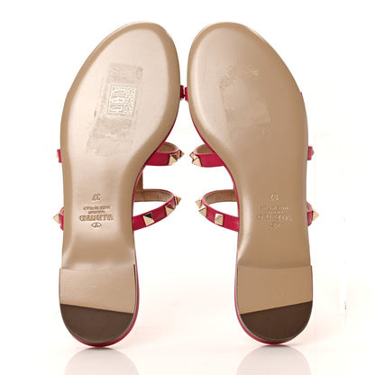 Valentino Garavani Nappa Rockstud Caged Flat Slide Sandals 37 Magenta 5 of 10