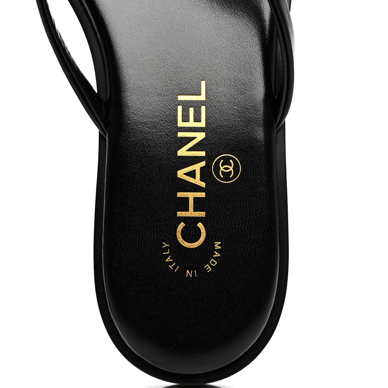 Chanel Goatskin CC Times Square Thong Sandals 37.5 Black 7 of 10