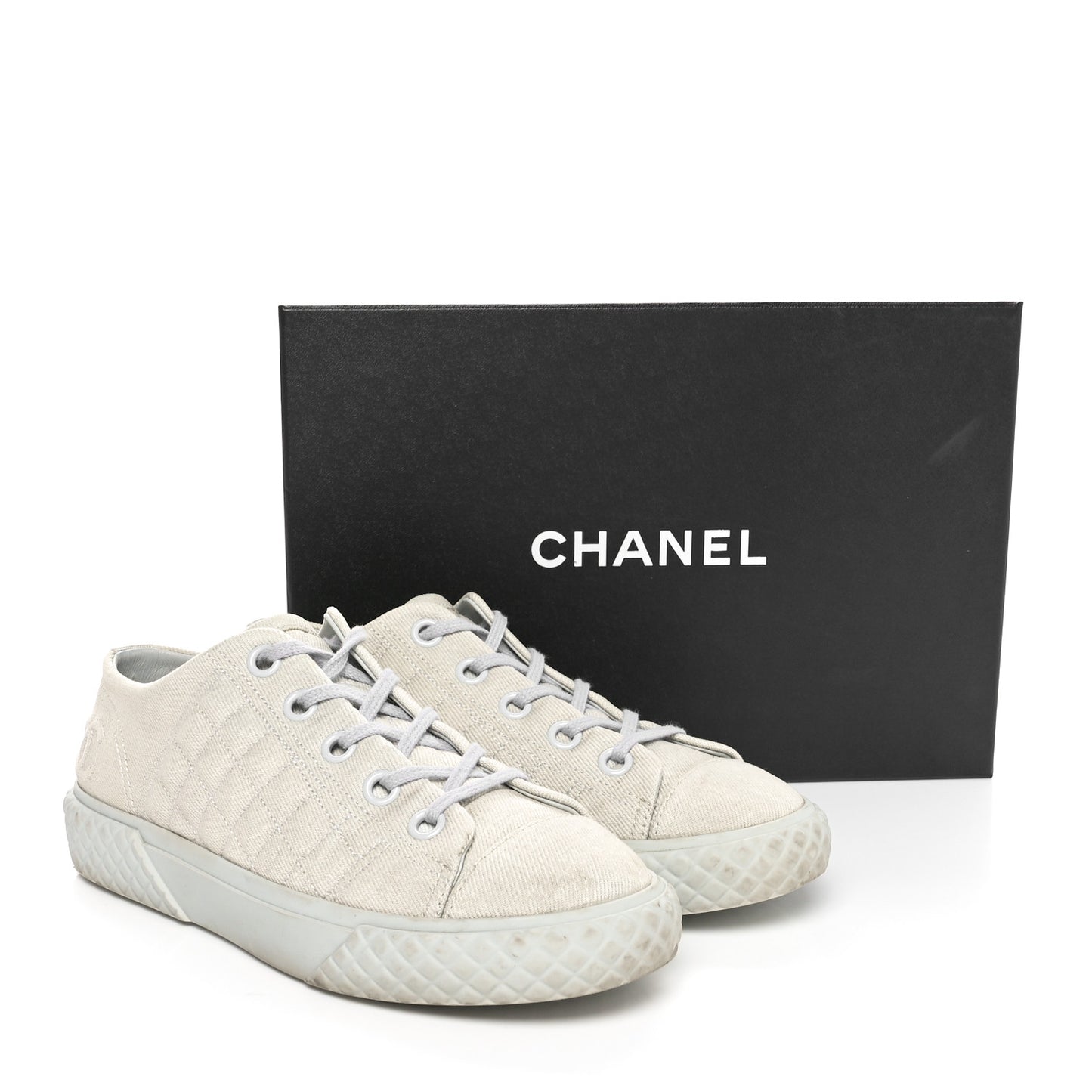 Denim Quilted Sneakers 36.5 Light Blue