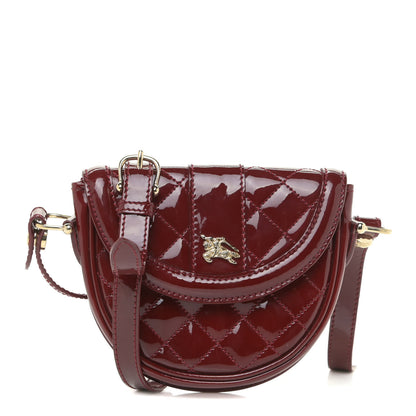 Burberry Patent Calfskin Quilted Mini Crossbody Bag Dark Red 1 of 15