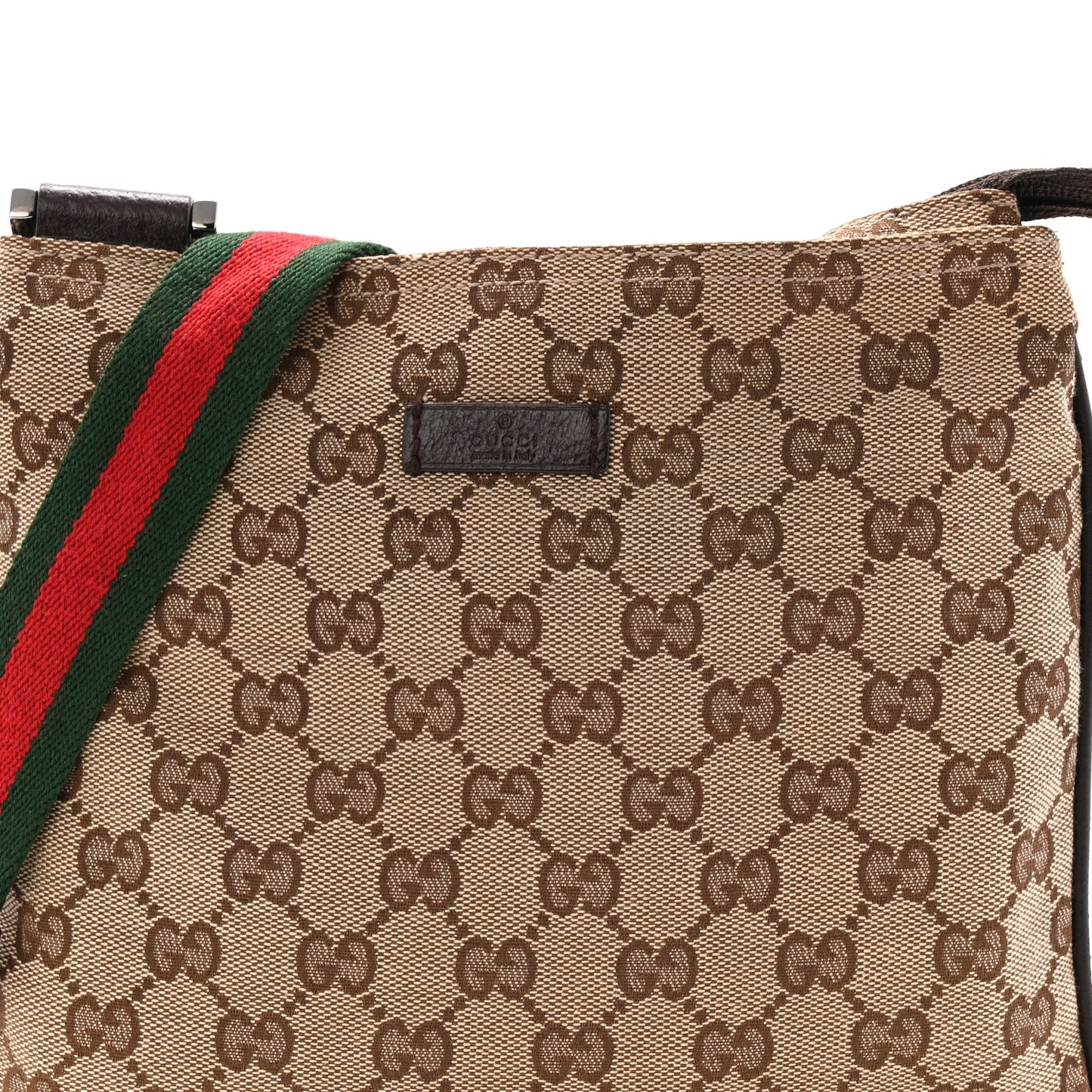 Monogram Web Small Flat Messenger Bag Brown