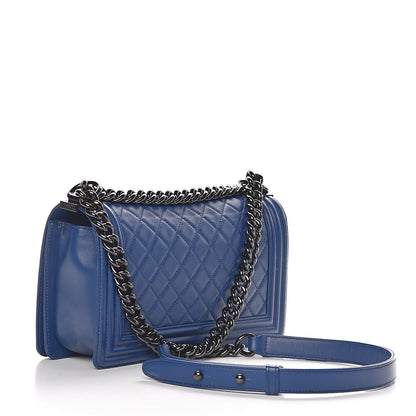 Chanel Calfskin Quilted Medium Boy Flap Blue 3 of 12