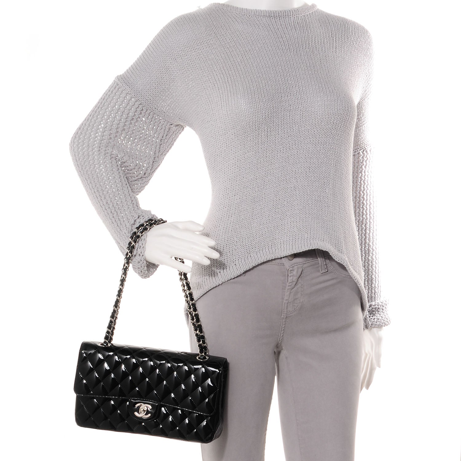 Chanel Patent Medium Double Flap Black 2 of 8