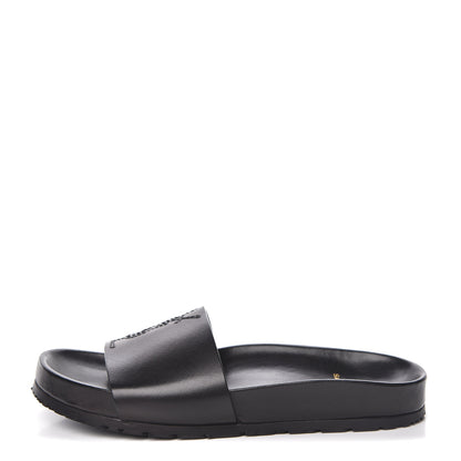 Saint Laurent Calfskin Monogram Joan Slide Sandals 36 Black 1 of 10
