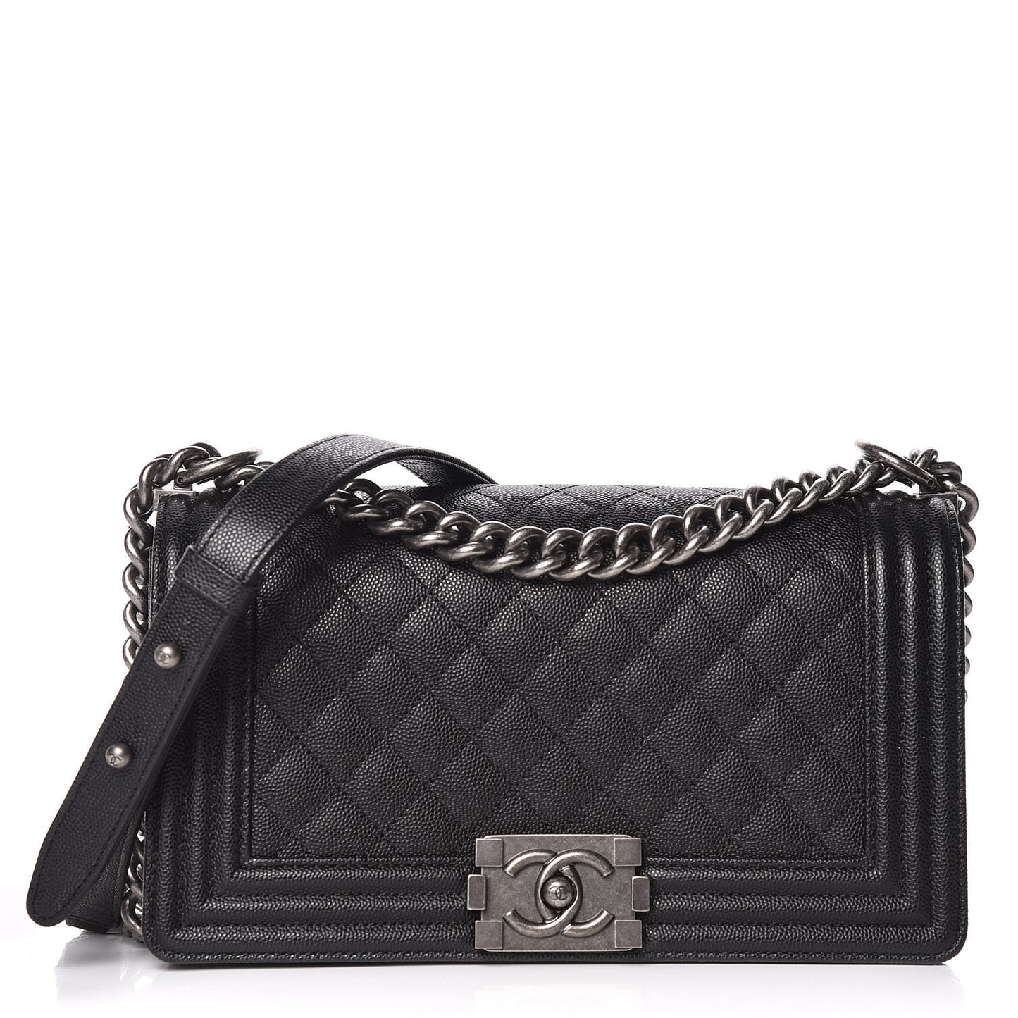 Caviar Quilted Medium Boy Flap Black