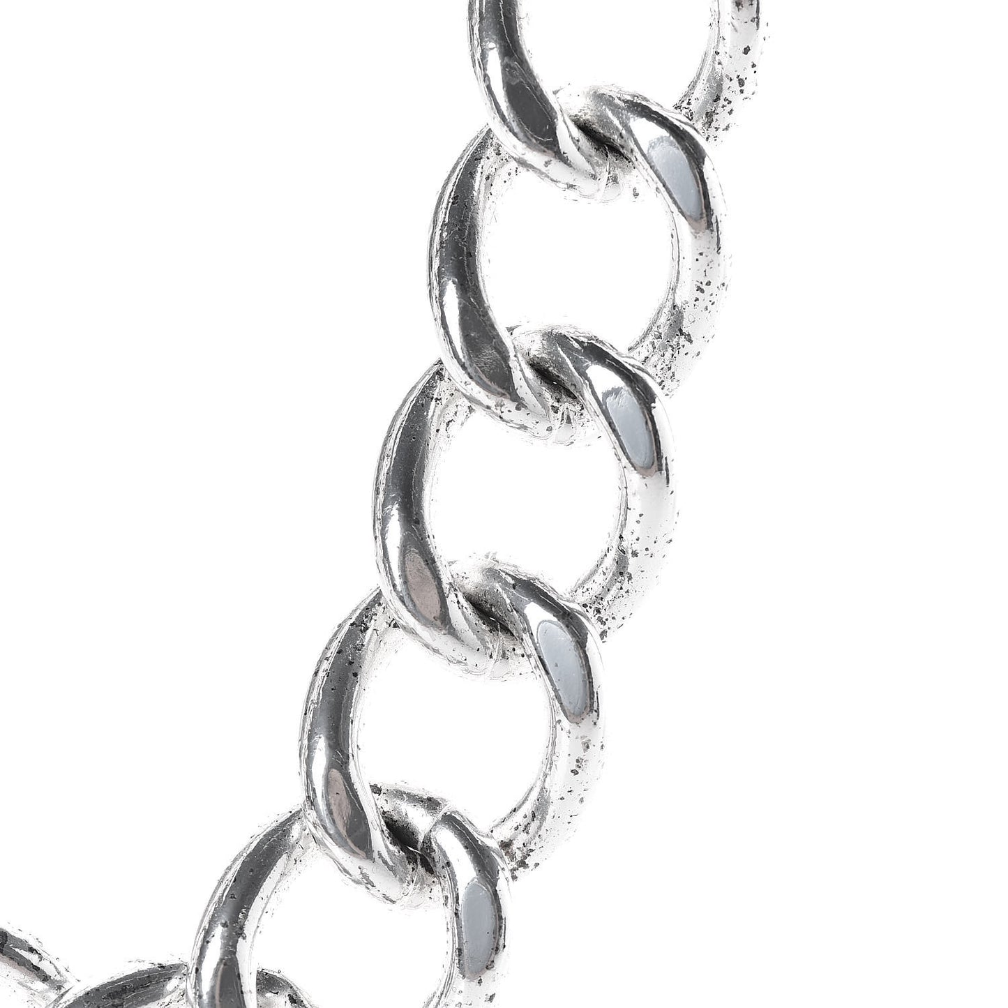 Chain Link CC Turn Lock Choker Necklace Silver