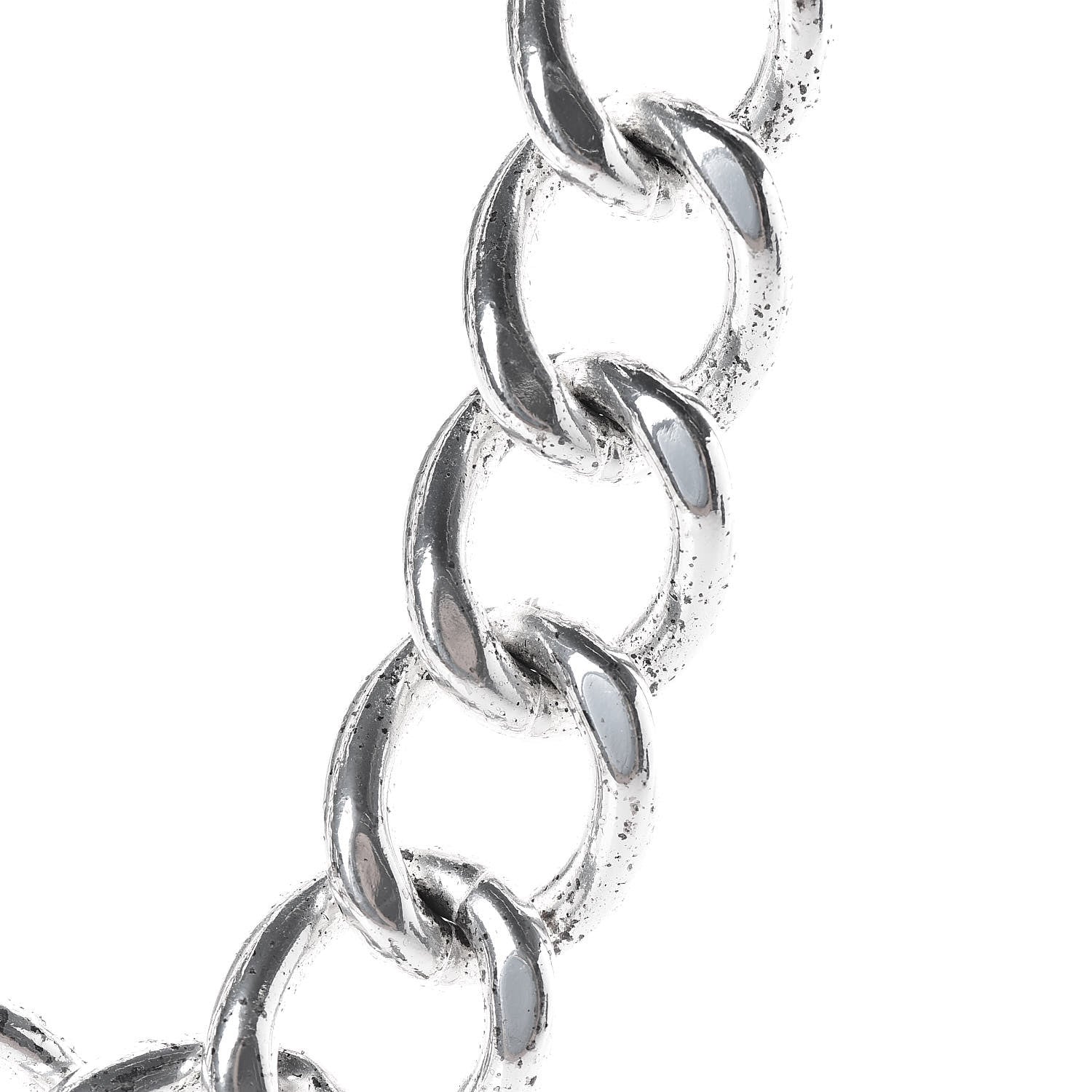 Chanel Chain Link CC Turn Lock Choker Necklace Silver 6 of 7