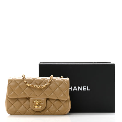 Chanel Lambskin Quilted Mini Rectangular Pearl Crush Flap Dark Beige 11 of 11