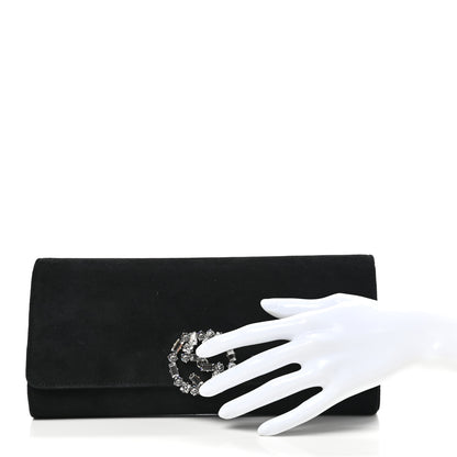 Gucci Velvet Crystal Interlocking Clutch Black 2 of 11