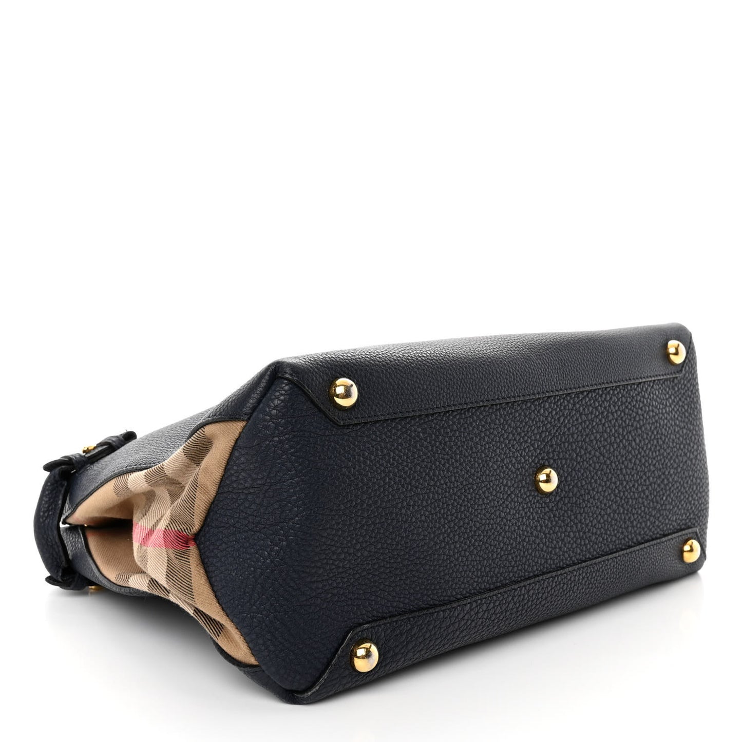 Grainy Calfskin House Check Medium Banner Tote Ink Blue
