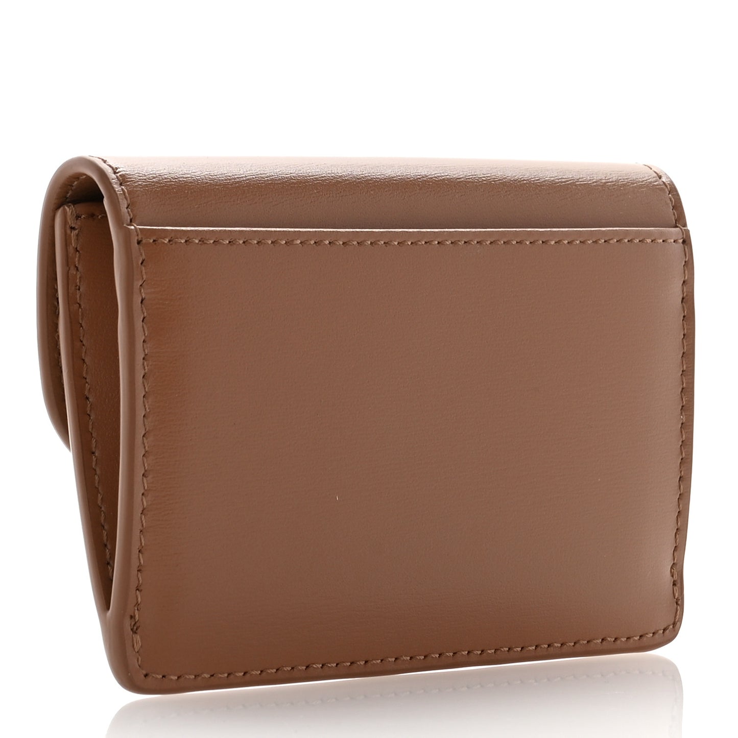 Shiny Calfskin Triomphe Flap Card Holder Bronze