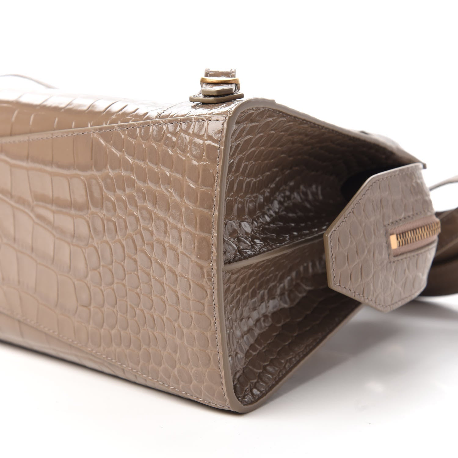 Balenciaga Shiny Supple Calfskin Crocodile Embossed Neo Classic Gold Hardware S City Mink Grey 7 of 9