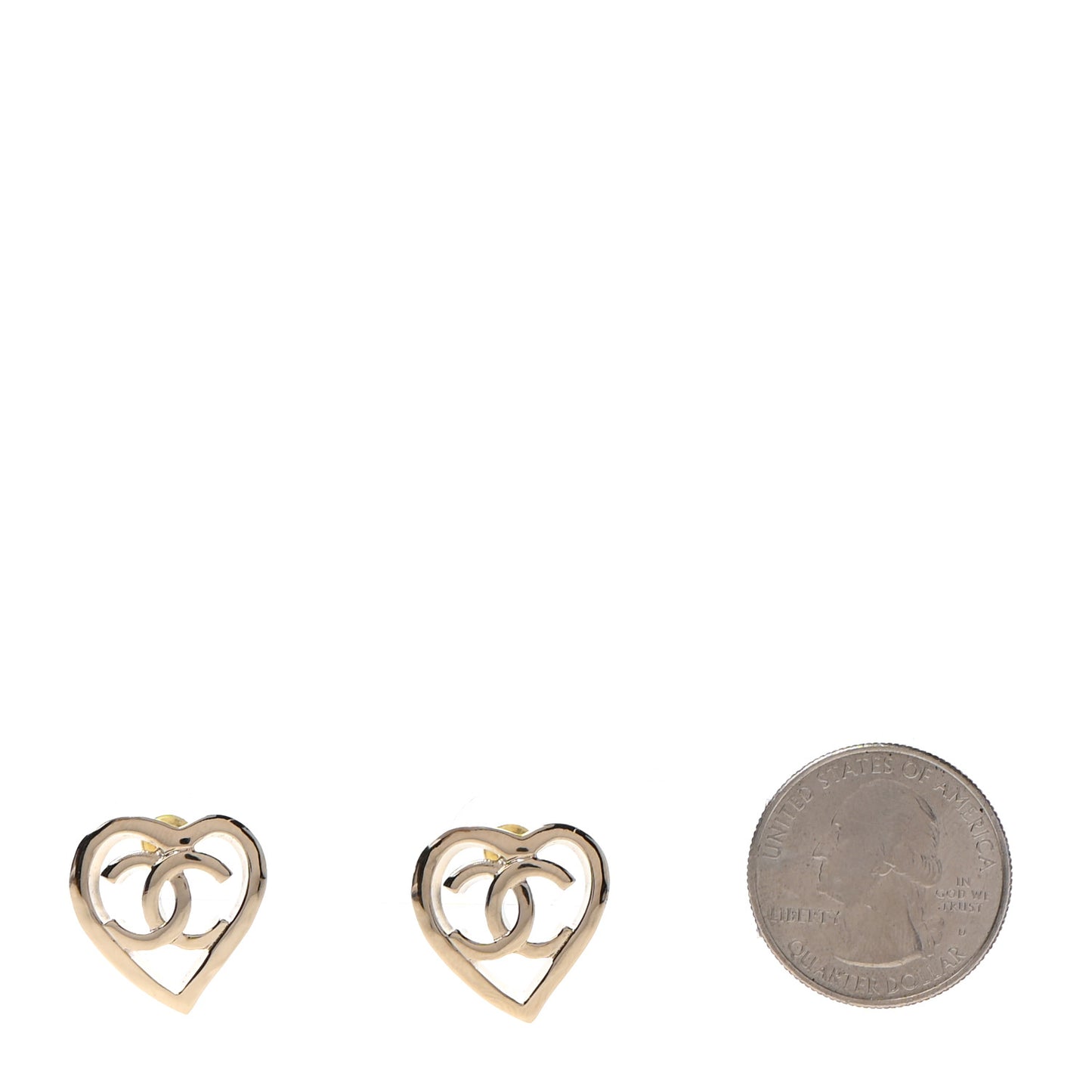 Metal CC Heart Coco In Love Earrings Gold