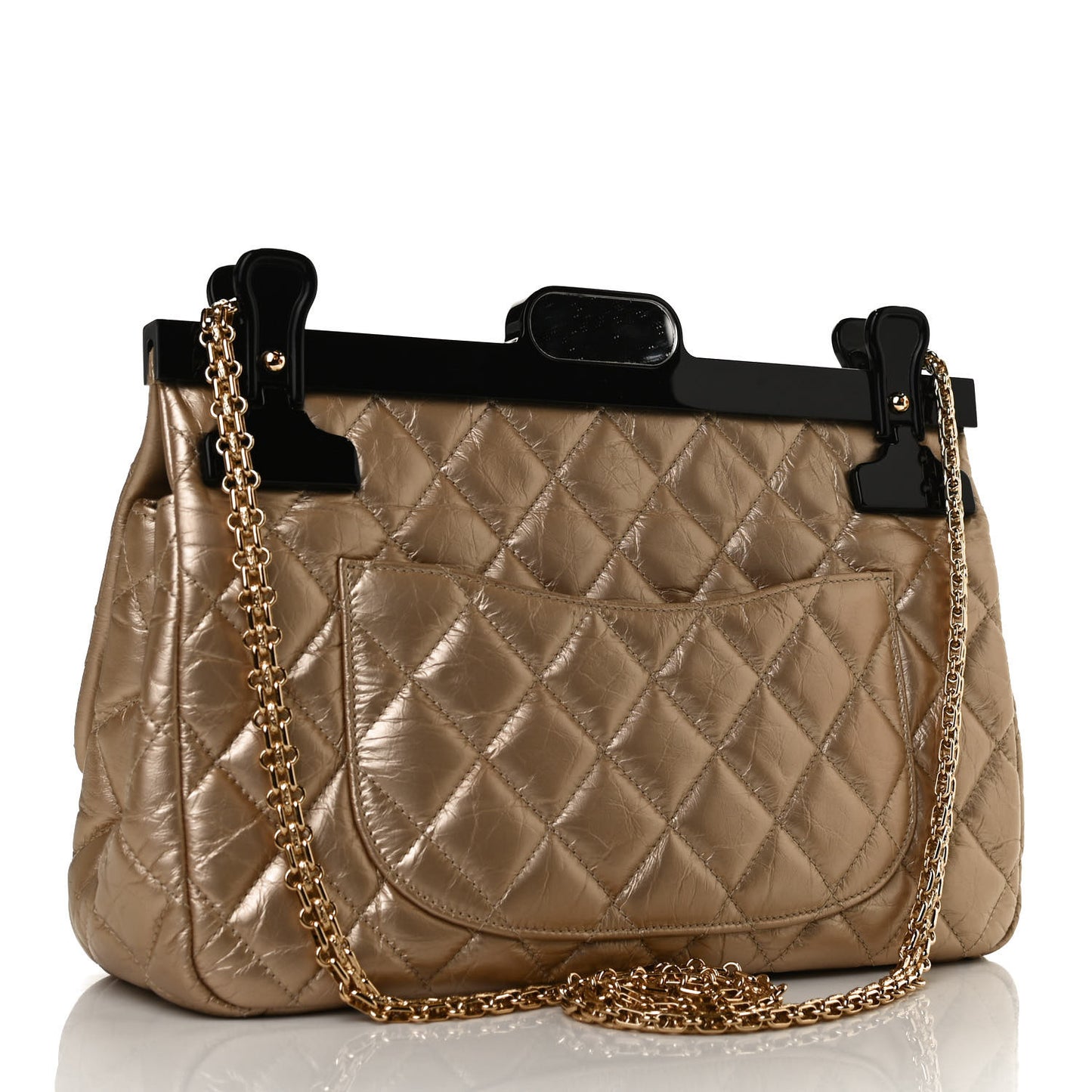 Metallized Aged Calfskin Quilted 2.55 Reissue 226 Hanger Flap Gold
