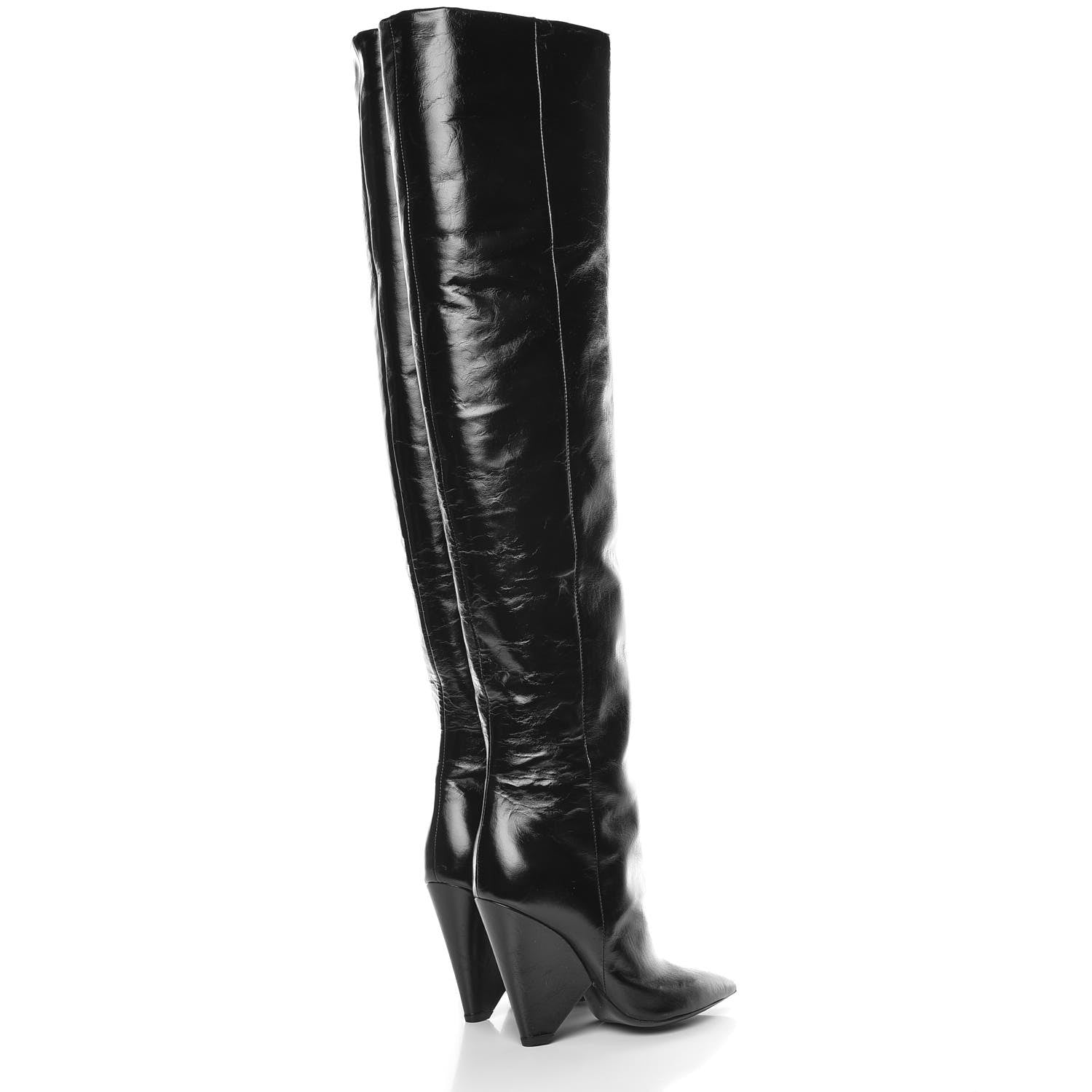 Saint Laurent Calfskin Niki 105 Thigh High Boots 36.5 Black 4 of 7