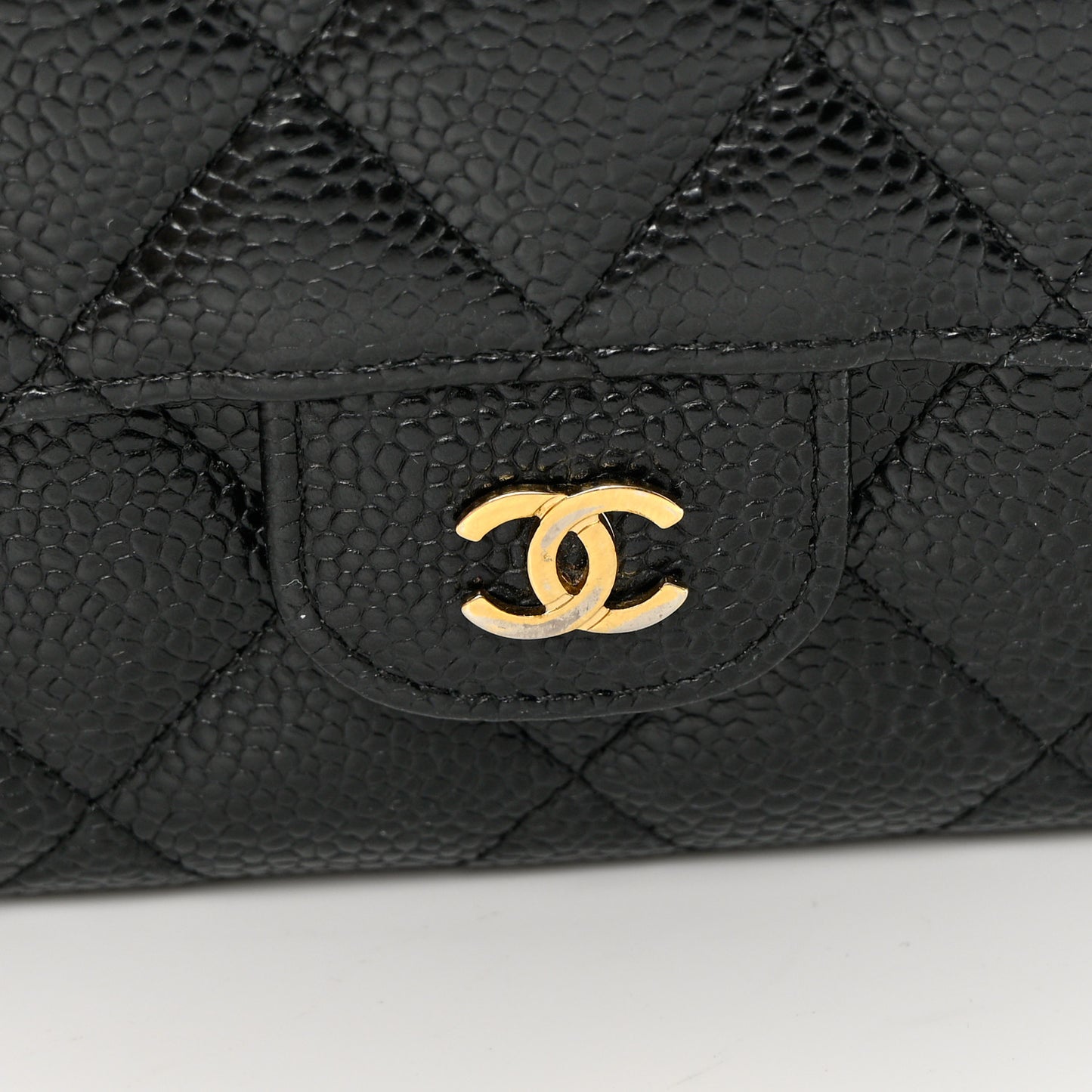 Caviar Quilted Large Flap Wallet Black