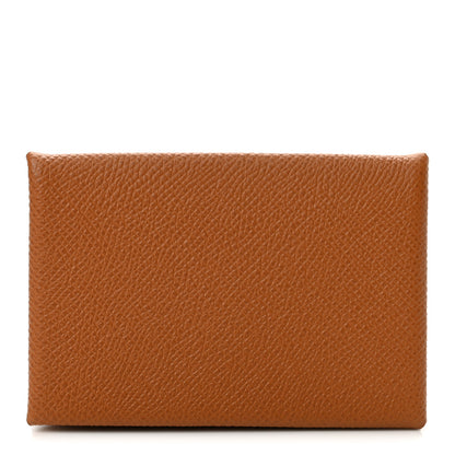 Hermes Epsom Calvi Card Case Gold 1 of 8