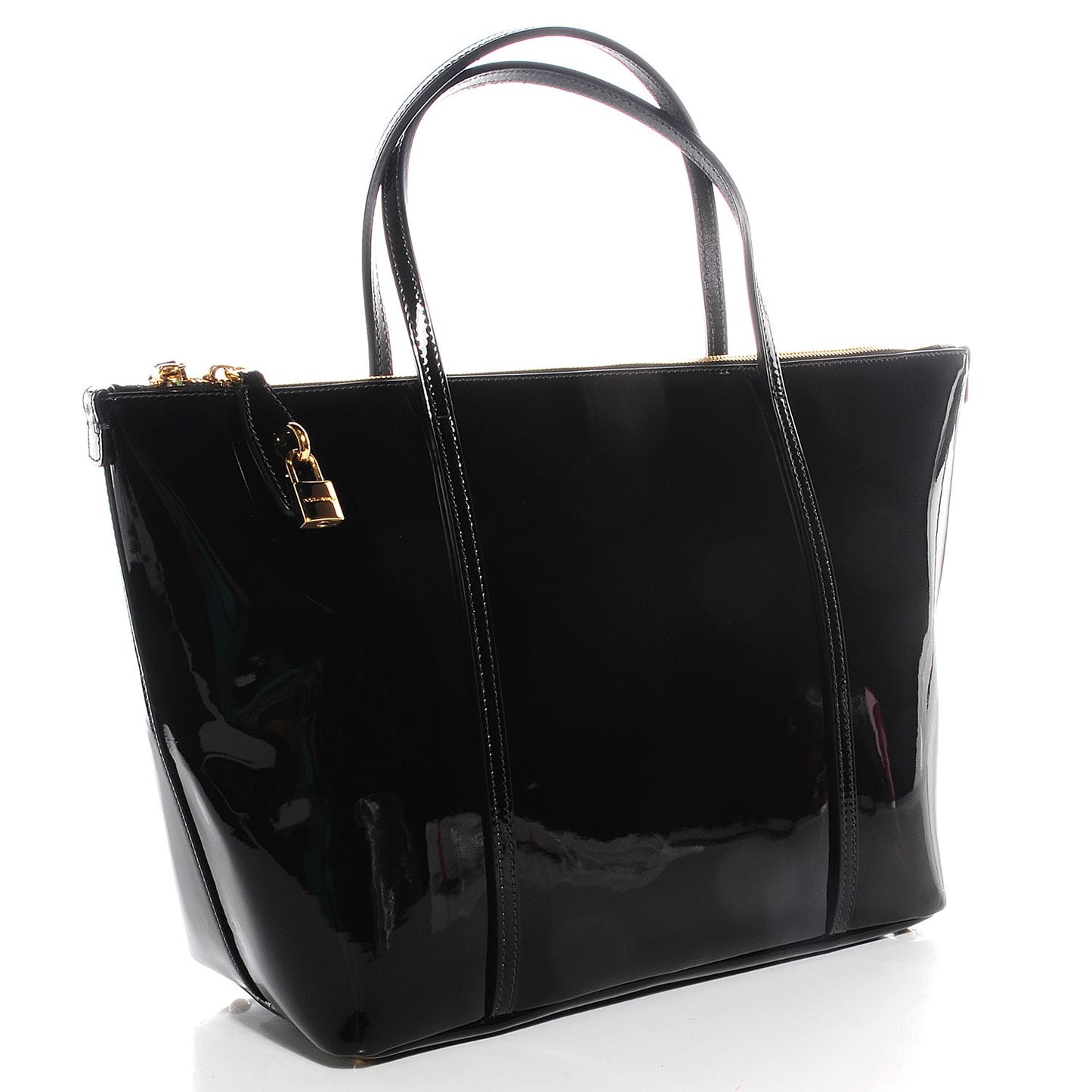 Vernice Vitello Alpaca Miss Escape Tote Nero