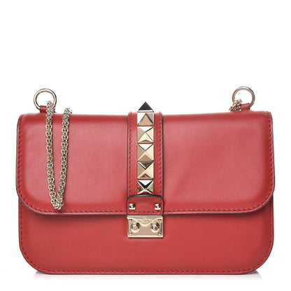 Valentino Garavani Vitello Medium Glam Lock Rockstud Flap Red 1 of 9