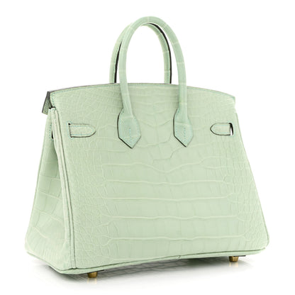 Hermes Matte Alligator Birkin 25 Vert D'eau 3 of 10