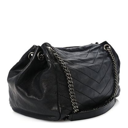 Saint Laurent Vintage Lambskin Chevron Monogram Medium Nolita Black 5 of 13