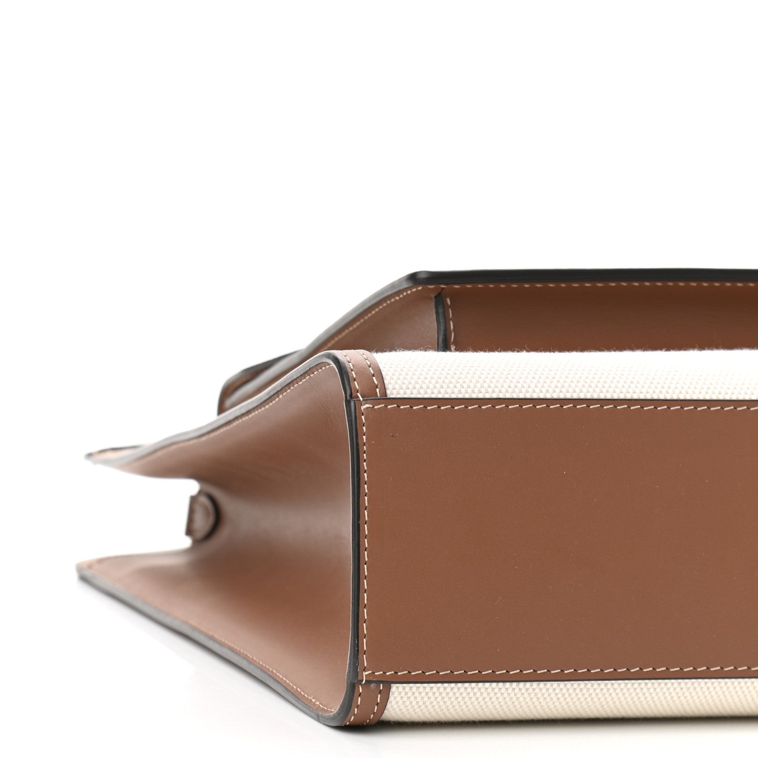 Burberry Canvas Smooth Calfskin Two Tone Medium Pocket Bag Natural Malt Brown 8 of 9