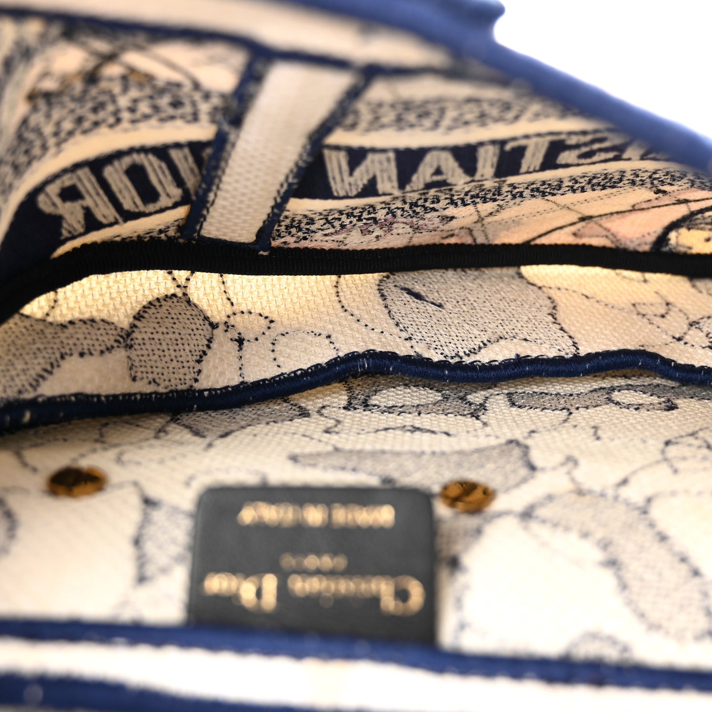 Canvas Embroidered Around the World Saddle Bag Blue