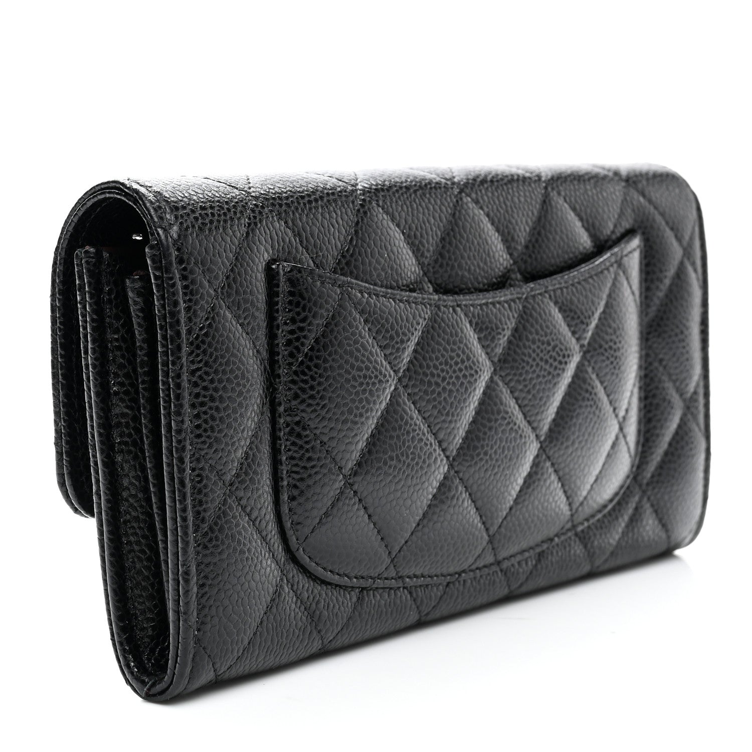 Chanel Caviar Quilted Large Gusset Flap Wallet Black 3 of 12