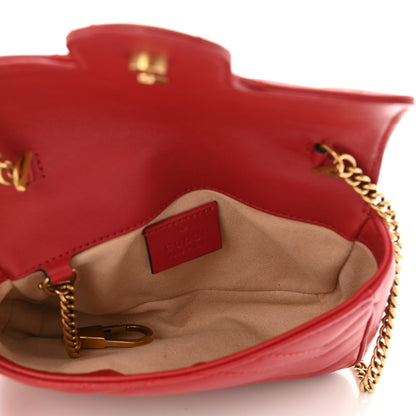 Gucci Calfskin Matelasse Super Mini GG Marmont Shoulder Bag Hibiscus Red 5 of 11