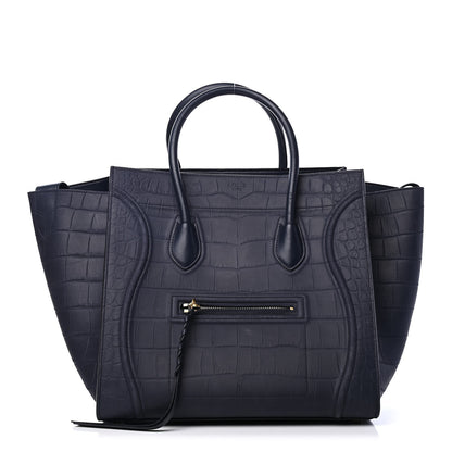 Celine Crocodile Embossed Calfskin Medium Phantom Luggage Navy Blue 1 of 4