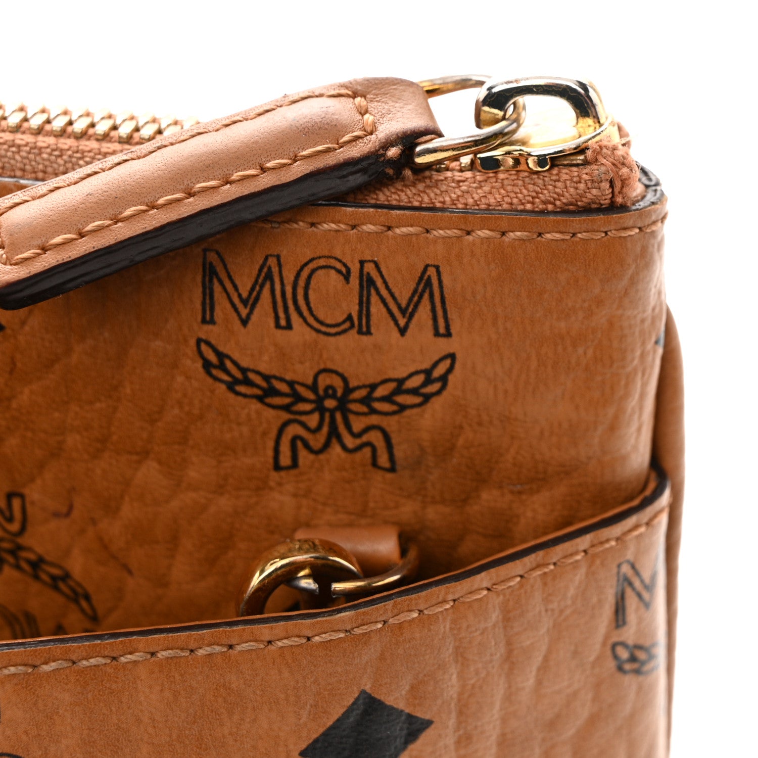 MCM Visetos Medium Crossbody Pouch Cognac 15 of 15