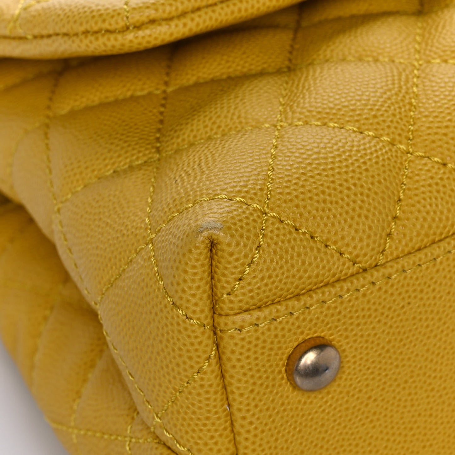 Caviar Lizard Mini Coco Handle Flap Yellow