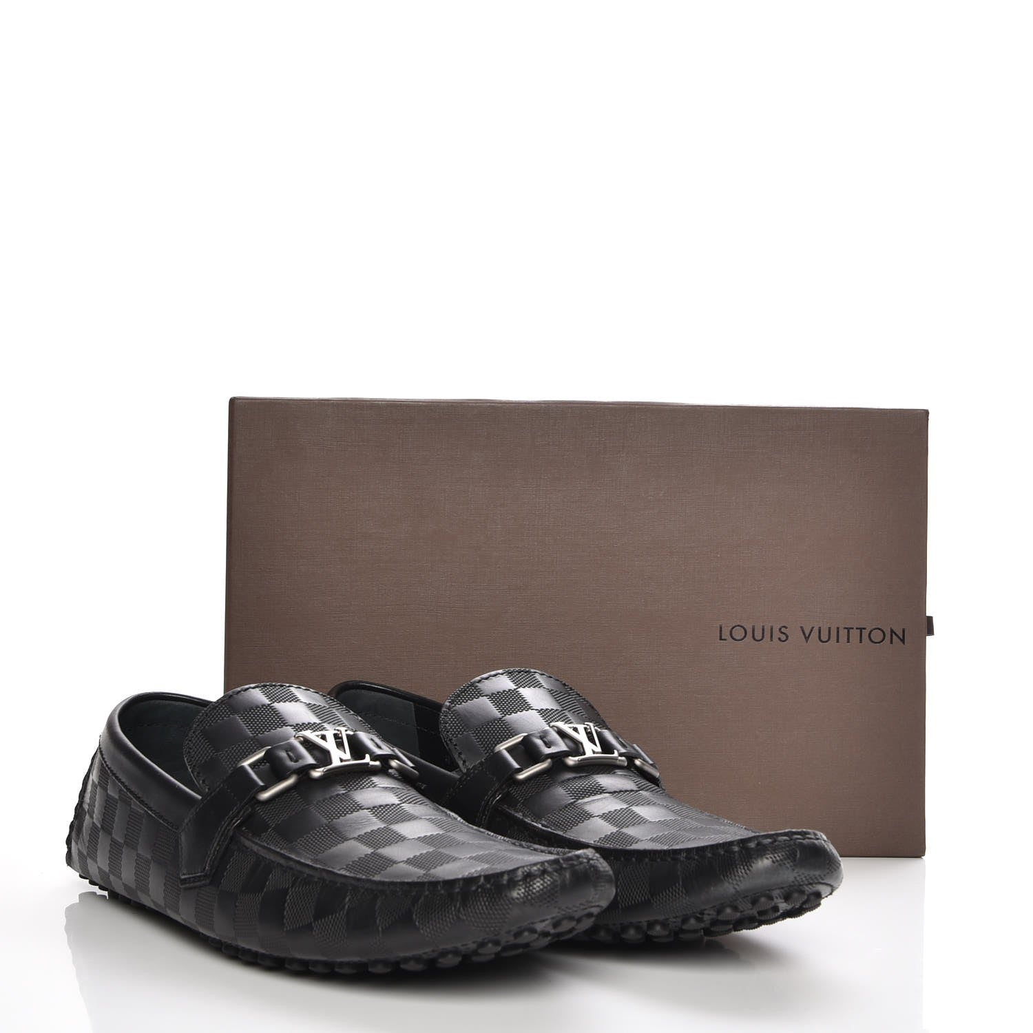 Louis Vuitton Mens Damier Infini Hockenheim Moccasin Loafers 11 Onyx 10 of 10