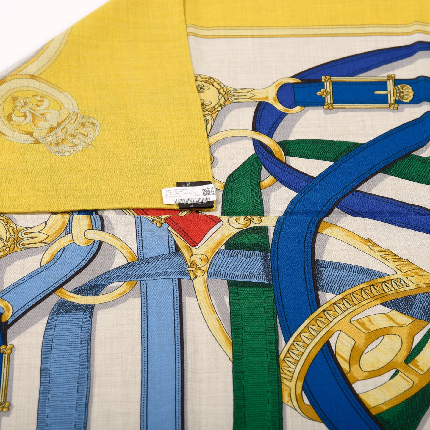 Cashmere Silk Cavalcadour Shawl 140 Naturel Jaune Multi