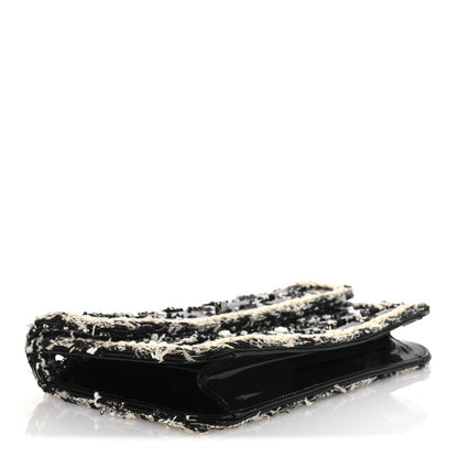 Chanel Tweed Patent Quilted Rectangular Flap Black White 4 of 10
