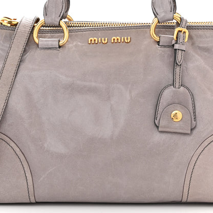Miu Miu Vitello Shine Top Handle Satchel Peltro 8 of 11