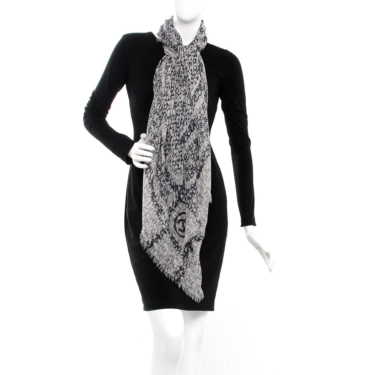 Cashmere CC Square Scarf Grey Black