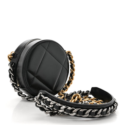 Chanel Lambskin Quilted Chanel 19 Round Clutch With Chain Black 3 of 10
