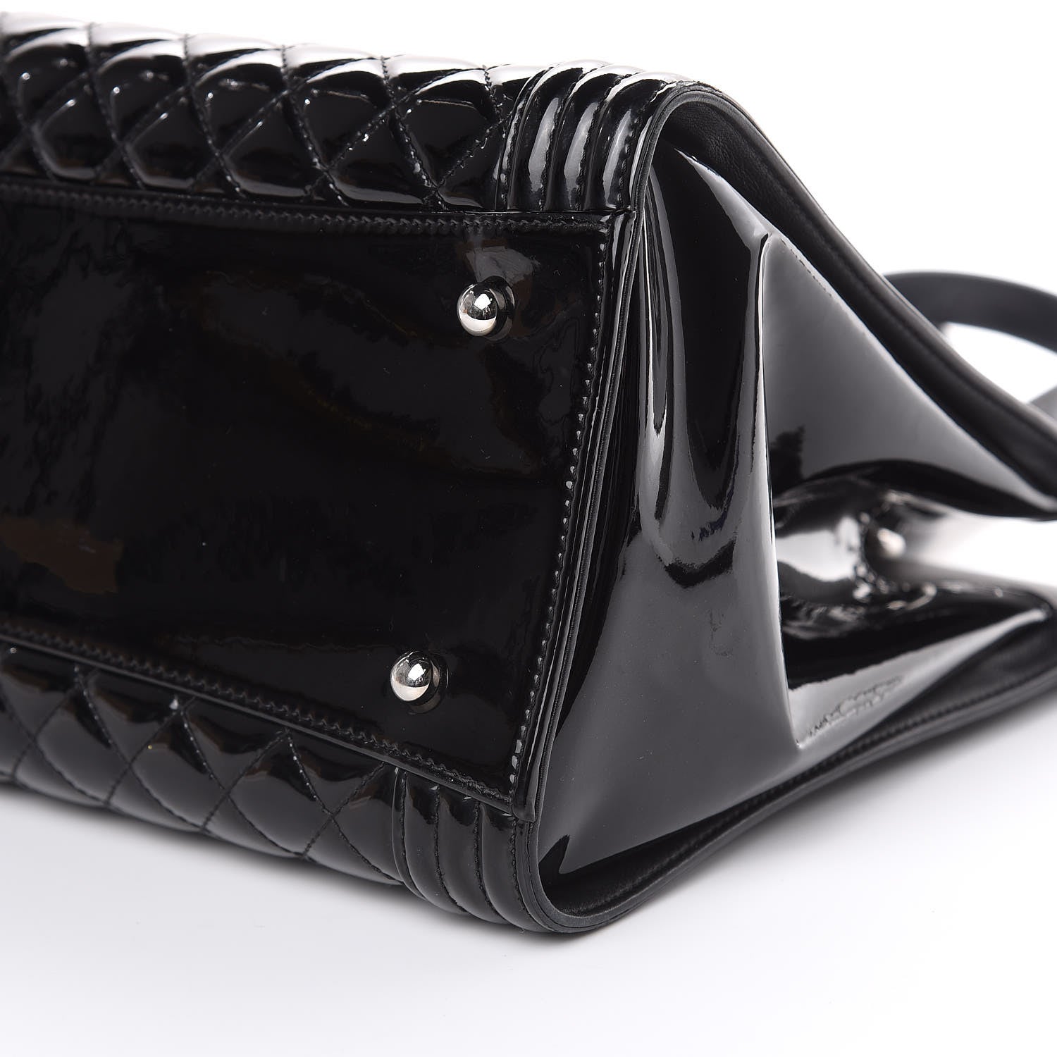 Chanel Patent Calfskin Quilted Plexiglass Boy Shopping Tote Black 9 of 17