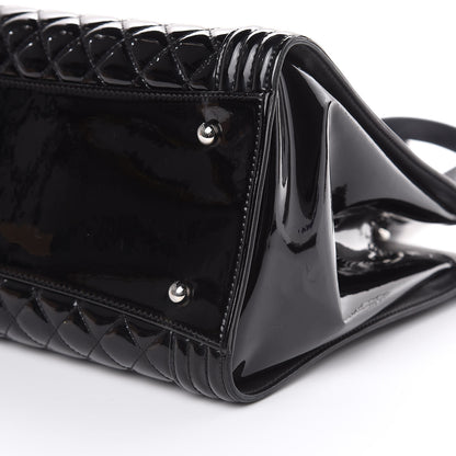 Chanel Patent Calfskin Quilted Plexiglass Boy Shopping Tote Black 9 of 17