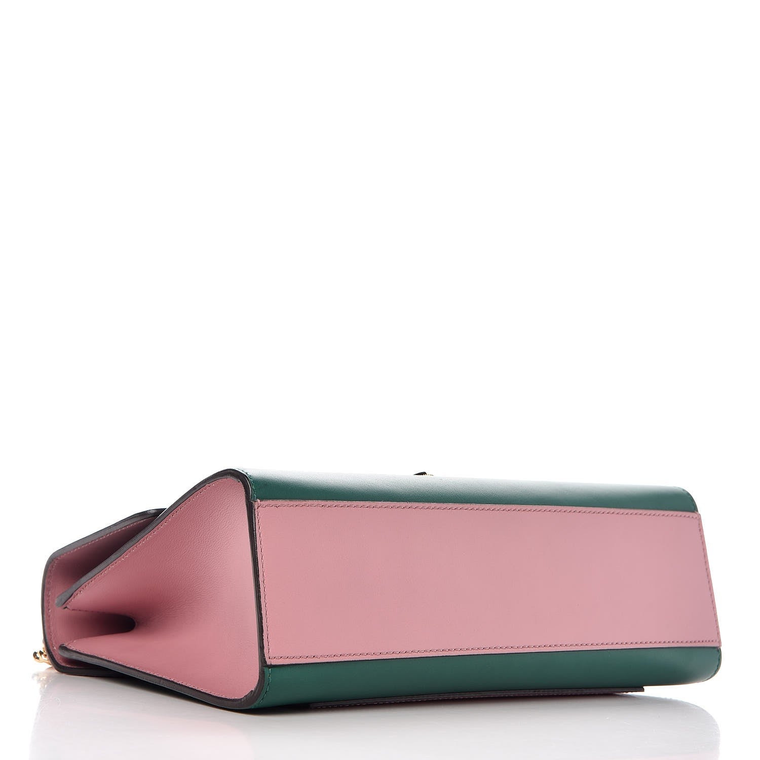 Gucci Moon Calfskin Bi-Color Medium Padlock Shoulder Bag Carmine Rose Green 5 of 8