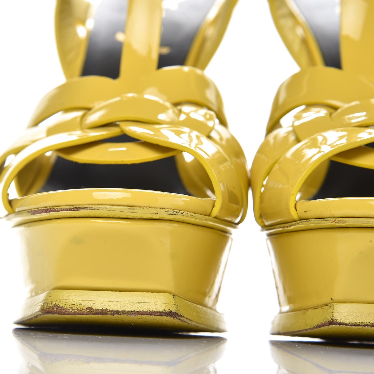 Saint Laurent Patent Tribute 105 Platform Sandals 35 Citron 13 of 19